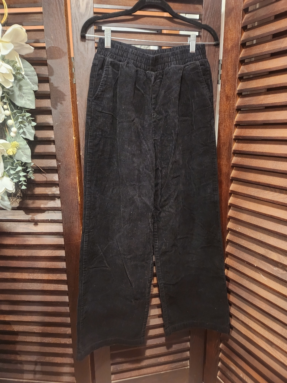 Double Zero Black Wide-Leg Corduroy Pants